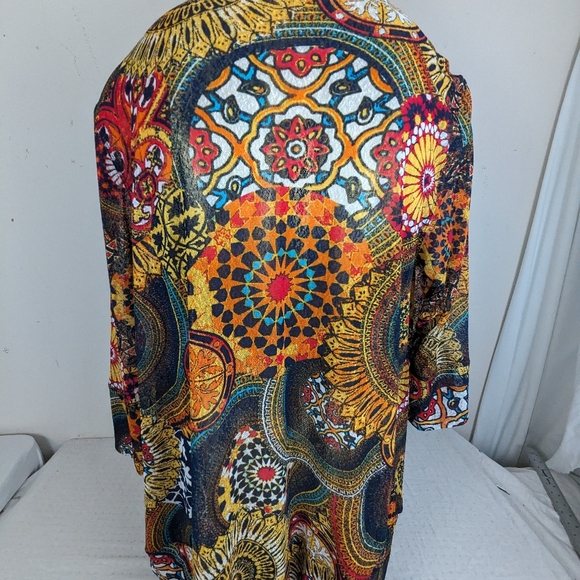 Multiples Bohemian Bold Patterns Bright Cors Cardigan Cover Duster Kimono Large - Picture 5 of 11